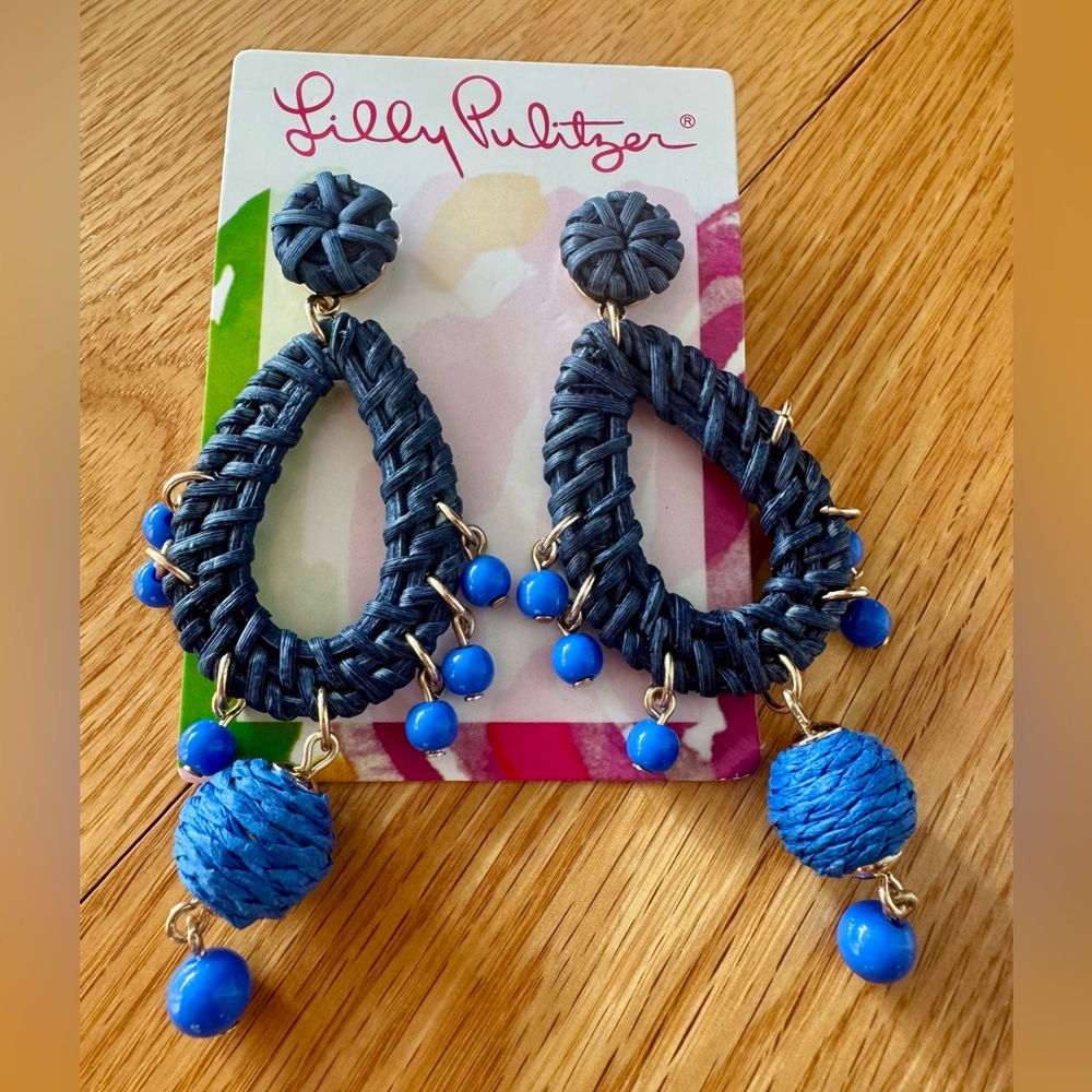 NWT Lilly Pulitzer GWP Raffia Earrings